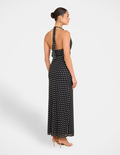 Octavia Dot Mesh Maxi Dress
